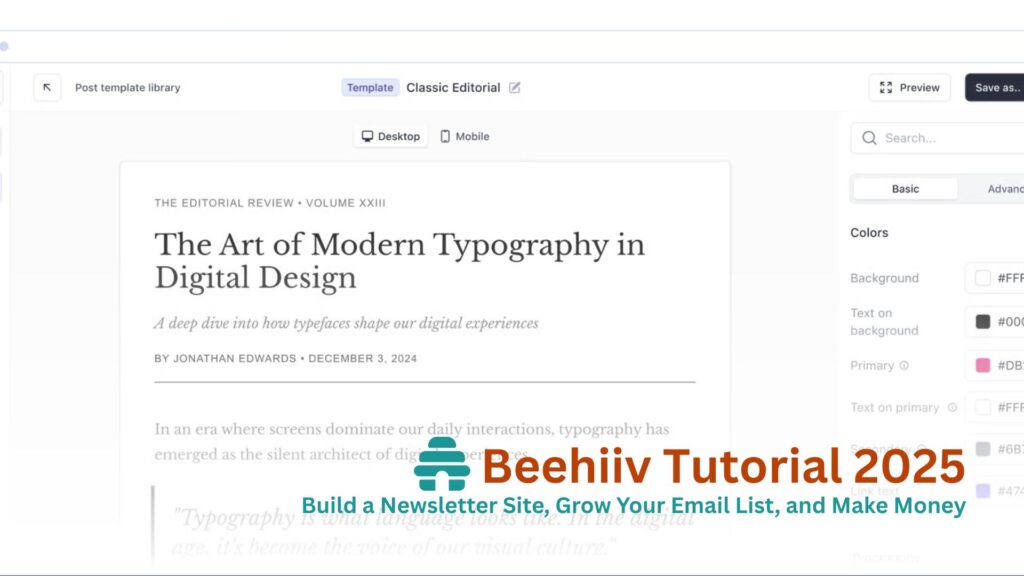 Beehiiv Tutorial 2025